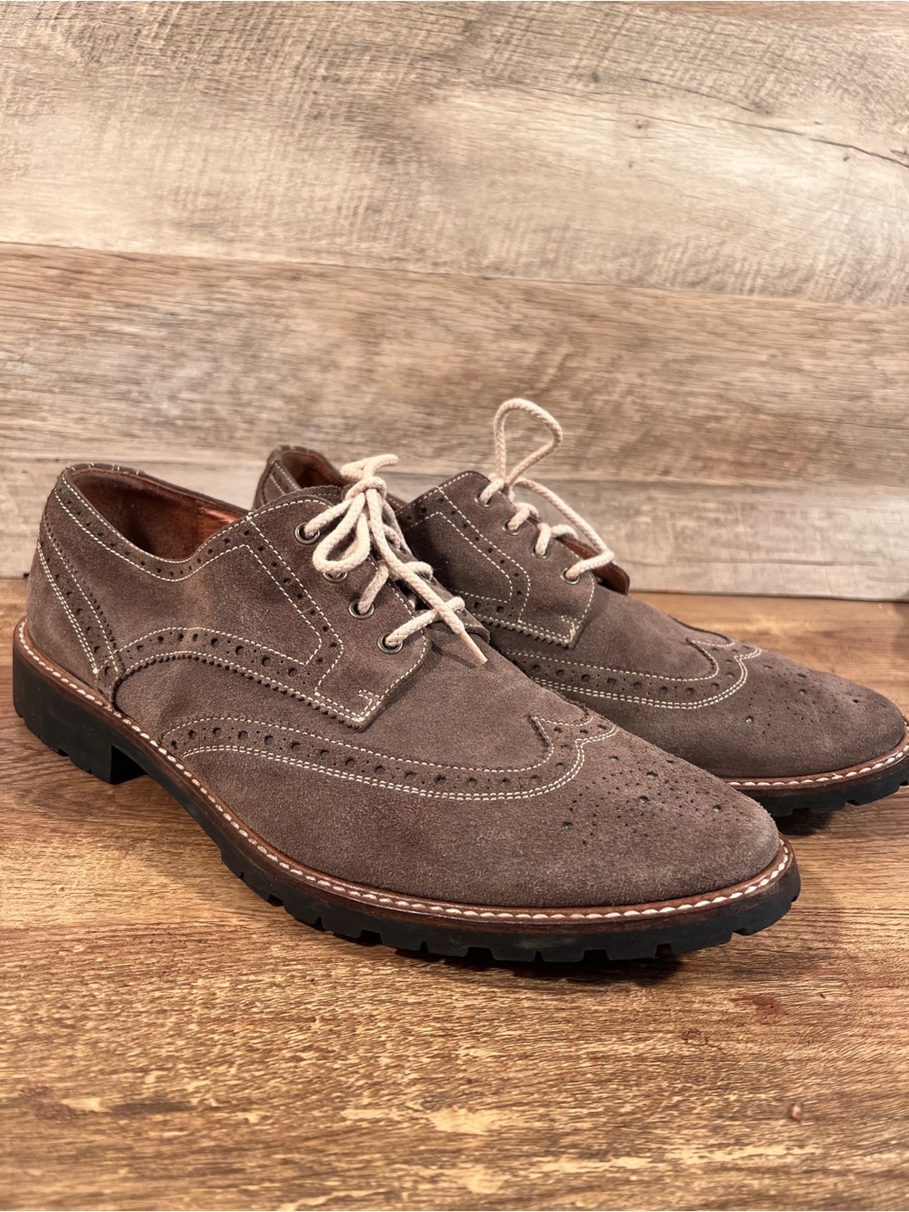 Saks Fifth Avenue Men's Taupe‎ Suede Wingtip Derbies